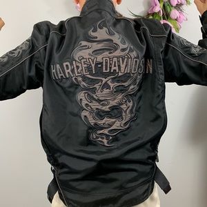 Authentic Harley Davidson Biker Jacket Black Size Large reflective (Rare)